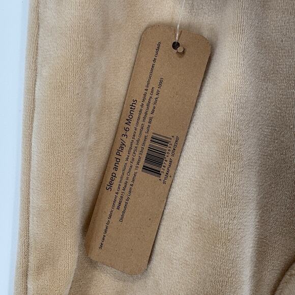 Liam James Romper Infant 3-6M Tan Velour Preppy Coastal - Picture 5 of 5